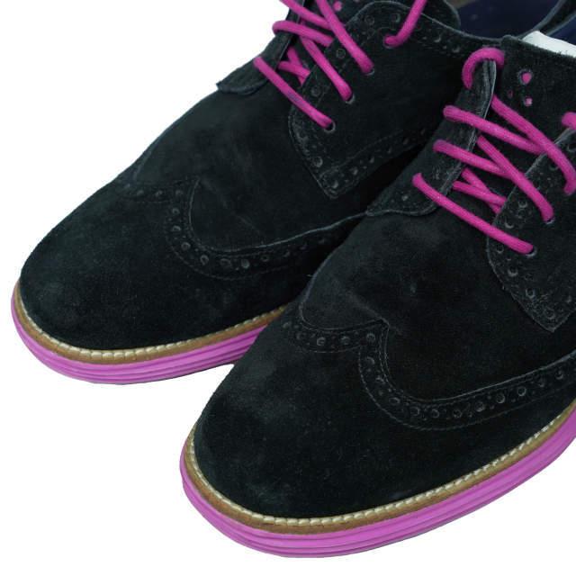 が大特価 X スエード ブラック Lunargrand ナイキ Haan Nike Cole ウィングチップ 革靴 ルナグランド コールハーン ピンク 希少品 C 8インチ以下