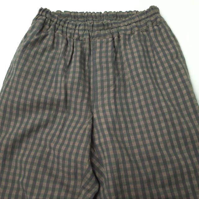 URU ウル 日本製 コットンリネン ギンガムチェックイージーパンツ 15SUP07 2 ブラウン テーパード ボトムス g4112 |  | 03