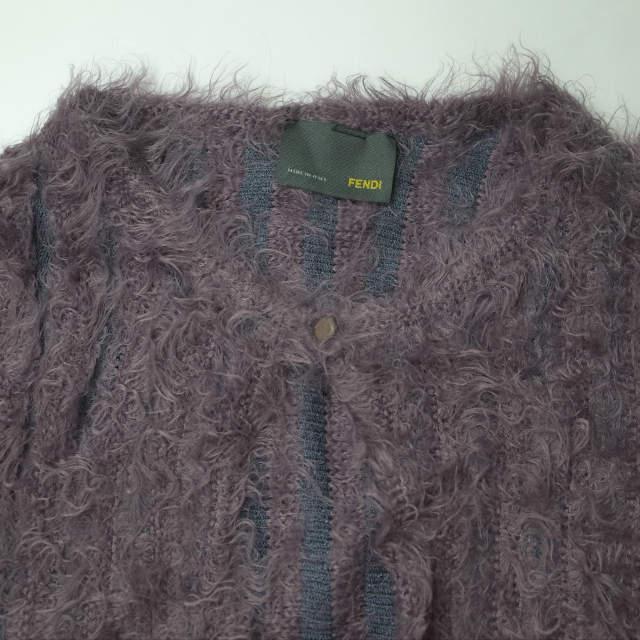 FENDI フェンディ イタリア製 ストライプシャギーニット 42 パープル セーター プルオーバー クルーネック トップス g4154 |  | 03