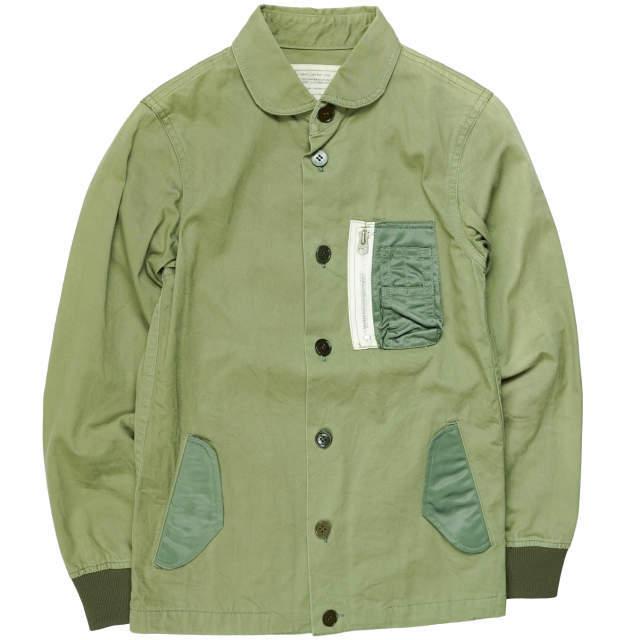 ink インク 日本製 MA-1 Remake Military Shirts Jacket リメイクミリタリーシャツジャケット S オリーブ ラウンドカラー トップス g4187 | 