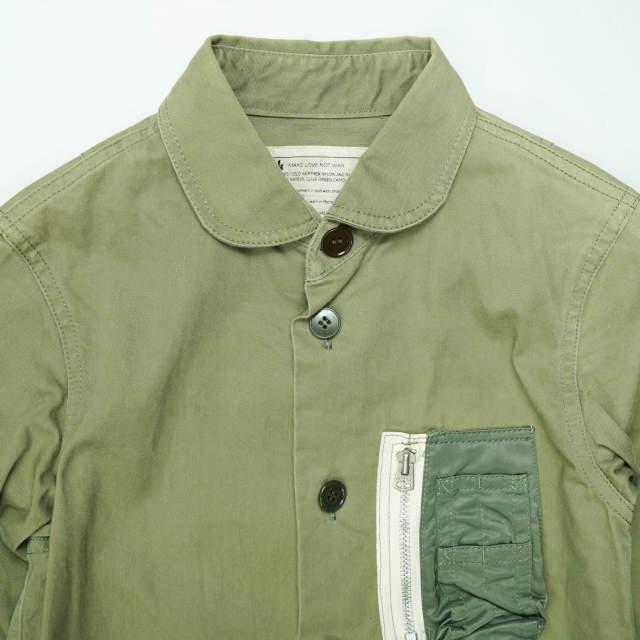 ink インク 日本製 MA-1 Remake Military Shirts Jacket リメイクミリタリーシャツジャケット S オリーブ ラウンドカラー トップス g4187 |  | 03