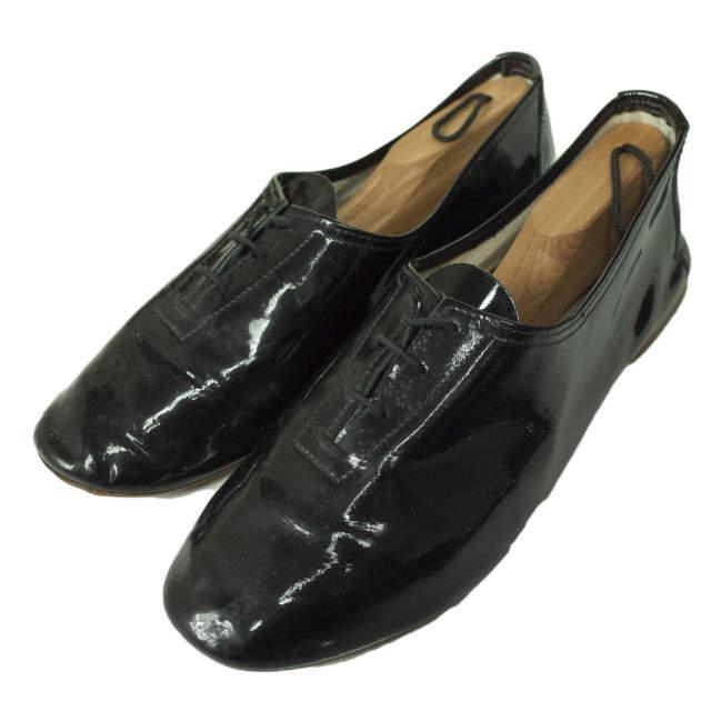 E.PORSELLI ポルセッリ パテントレザージャズシューズ 44(27-28cm程度) ブラック エナメル バレエシューズ フラットシューズ g4567 | 