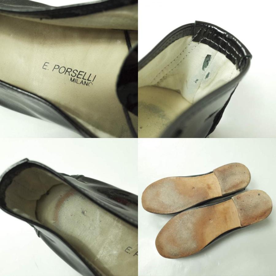 E.PORSELLI ポルセッリ パテントレザージャズシューズ 44(27-28cm程度) ブラック エナメル バレエシューズ フラットシューズ g4567 |  | 09