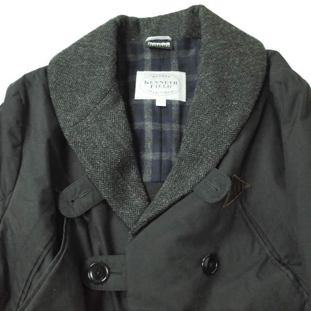 KENNETH FIELD ケネスフィールド 日本製 MAC COAT マックコート M ブラック Thinsulate ツイード ショールカラー ダブル アウター【中古】【KENNETH FIELD】 KENNETH FIELD ケネスフィールド 日本製 MAC COAT マックコート M