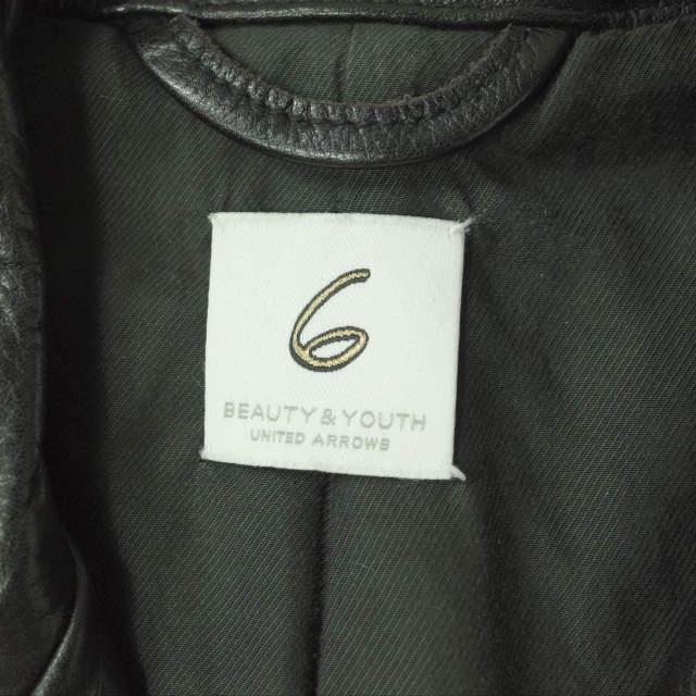 6 ROKU BEAUTY＆YOUTH ロク ビューティーアンドユース カウレザーダブルライダースジャケット 1625-199-3372 36 ブラック 革ジャン g4630 |  | 02