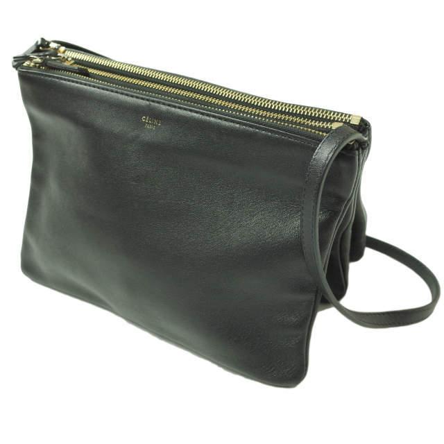 CELINE セリーヌ イタリア製 TRIO LARGE トリオラージ ブラック ショルダーバッグ クロスボディ カバン g4635 | 