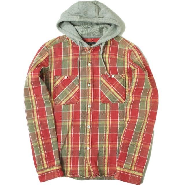 SOPHNET. ソフネット HEAVY WEIGHT FLANNEL CHECK HOOD SHIRT (WASHED