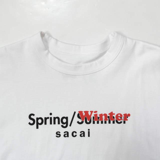 新品 sacai サカイ 19SS 日本製 Spring/Winter CUT SEWN サイドジップロゴプリントTシャツ 19-04290