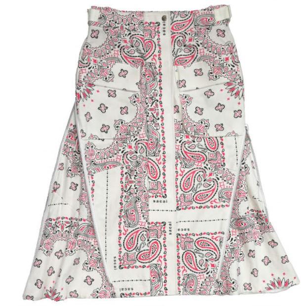 sacai サカイ 22SS 日本製 Bandana Print Skirt バンダナプリントスカート 22-05927 1 OFF WHITE ペイズリー ボトムス g4752 |  | 02