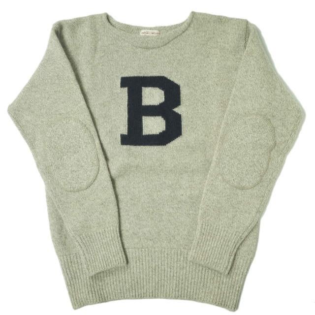 BONCOURA ボンクラ 日本製 B SWEATER Bセーター 38 ベージュxネイビー