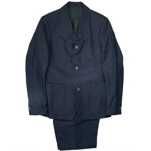 UMIT BENAN ウミットベナン イタリア製 3ピースセットアップ ZUM0013 44 ネイビー スーツ ストライプ g5720 | 