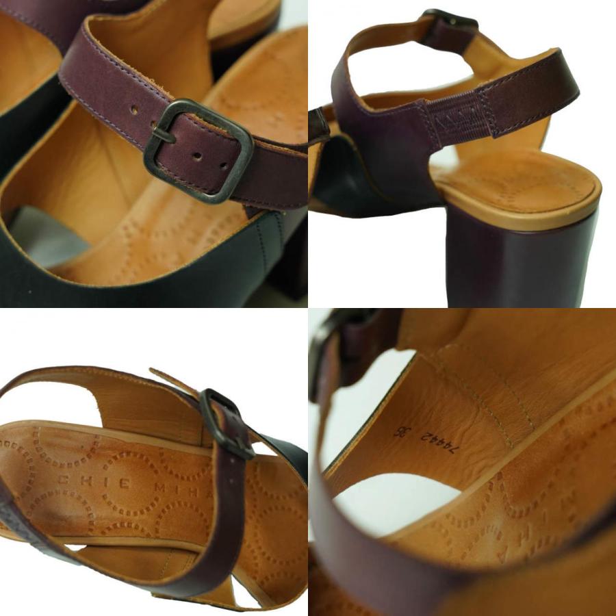 新品 CHIE MIHARA チエミハラ RADIO レザーストラップヒールサンダル 36(22.5-23cm) ブラウン/ブラック チャンキー シューズ g5886 |  | 08