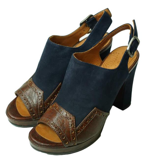 新品 CHIE MIHARA チエミハラ LILIAN コンビレザー ストラップヒールサンダル 35(22-22.5cm) ブラウン/ネイビー メダリオン シューズ g5895 |  | 01