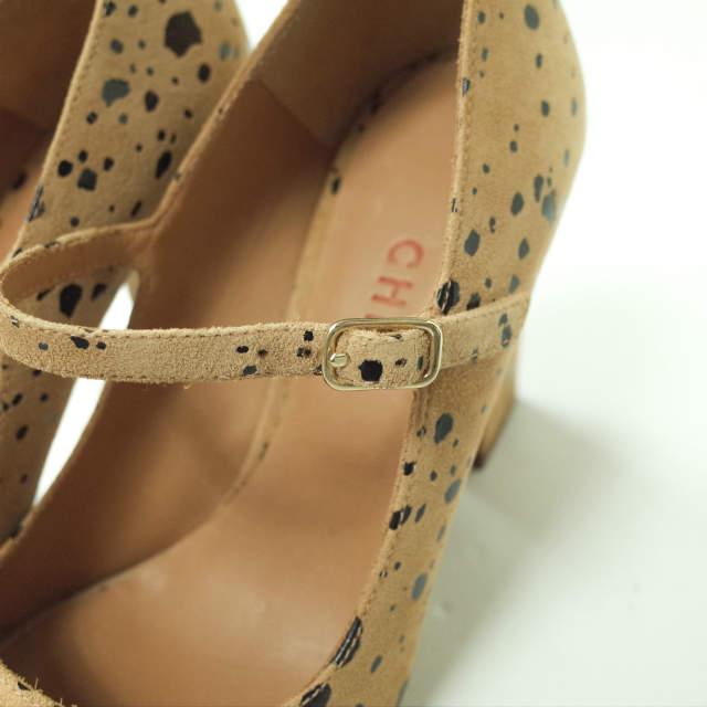 新品 CHIE MIHARA チエミハラ GIA アニマル柄 スエードストラップヒールパンプス 36(22.5-23cm) TAN チャンキー シューズ g5909 |  | 05