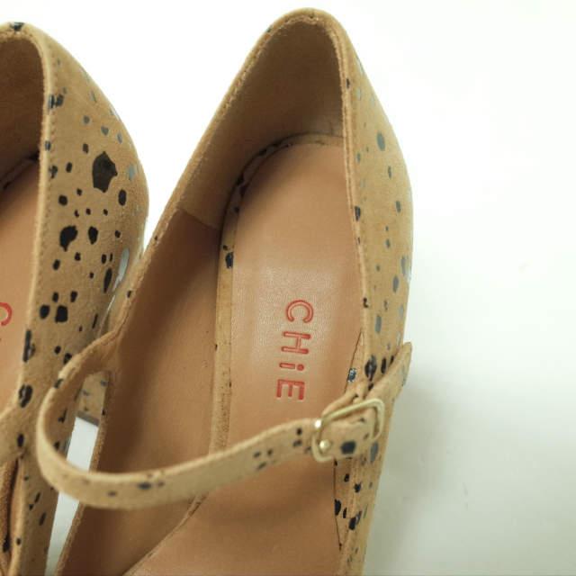 新品 CHIE MIHARA チエミハラ GIA アニマル柄 スエードストラップヒールパンプス 351/2(22-23cm) TAN チャンキー シューズ g5910 |  | 06