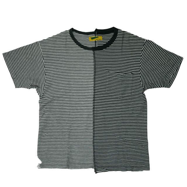 HURRAY HURRAY フレイフレイ フレーフレー 日本製 REMAKE BORDER POCKET TEE リメイクボーダーポケットTシャツ H1554 1 ブラック g5963 | 