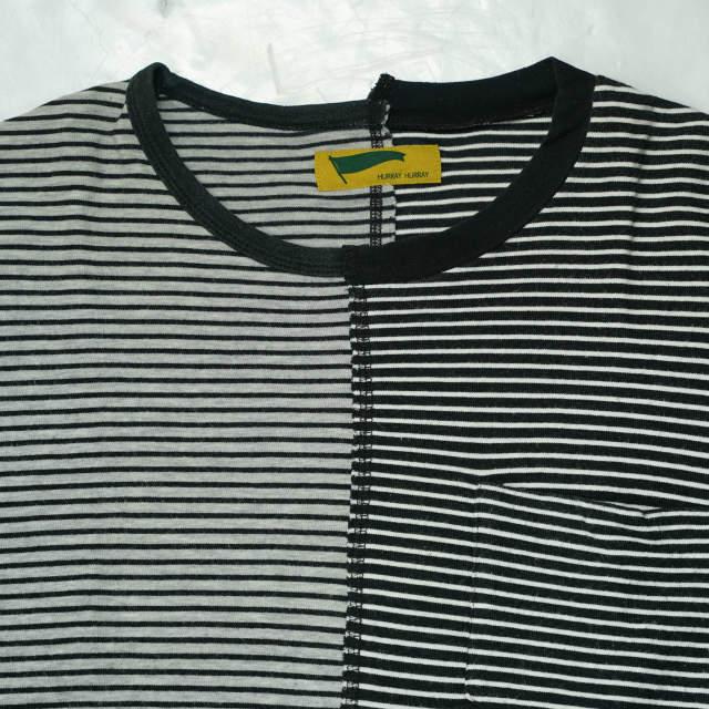HURRAY HURRAY フレイフレイ フレーフレー 日本製 REMAKE BORDER POCKET TEE リメイクボーダーポケットTシャツ H1554 1 ブラック g5963 |  | 03