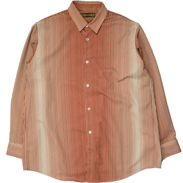 HURRAY HURRAY フレイフレイ フレーフレー 18SS 日本製 グラデーションストライプシャツ C2004 1 ブラウン 長袖 ワッペン トップス g5969 | 