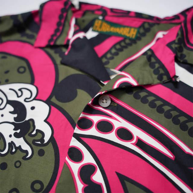 HURRAY HURRAY フレイフレイ フレーフレー 日本製 ウェーブプリント オープンカラーシャツ H2005 1 MOSS PINK 開襟 アロハシャツ g5971 |  | 04