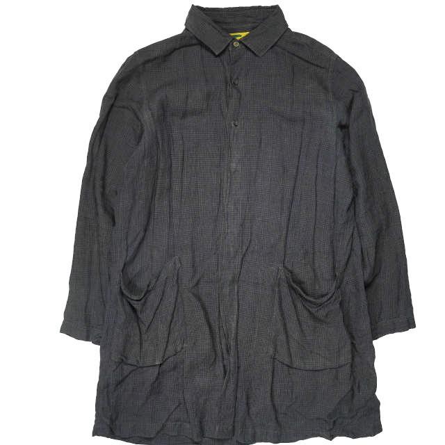 HURRAY HURRAY フレイフレイ フレーフレー CHECK SHOP COAT チェックショップコート 1程度 グレー ロングシャツ アウター g5985 | 