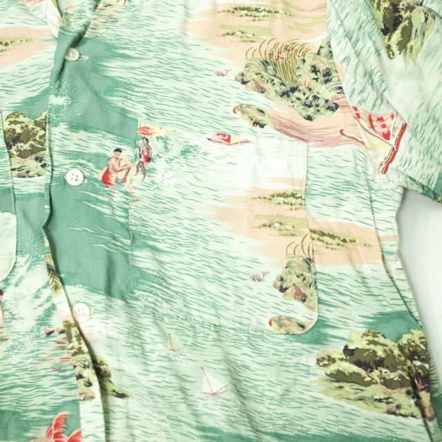 MARK MCNAIRY マークマクナイリー アメリカ製 Rayon Aloha Shirts レーヨンアロハシャツ S グリーン 半袖 開襟 オープンカラー g6109 |  | 04