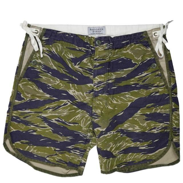 KENNETH FIELD ケネスフィールド TRACK＆FIELD SHORTS - CAMO トラック＆フィールドショーツ タイガーストライプ L ショートパンツ g6304 | 