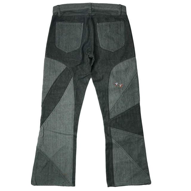 SHANTii シャンティ PWD PANTS - PATCHWORK BOOTS CUT パッチワークブーツカットデニムパンツ S ブラック フレア ブッシュ ジーンズ g6404 |  | 01