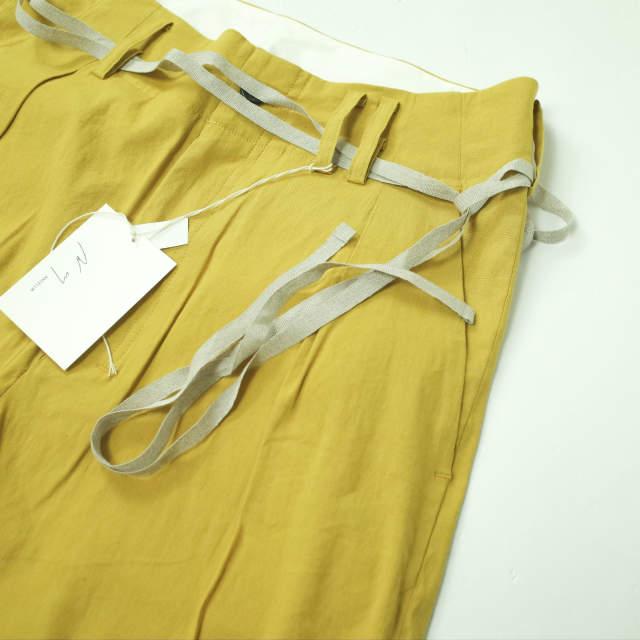 ANCELLM アンセルム 22SS 日本製 LINEN VISCOSE STRAIGHT PANTS リネンヴィスコース ストレートパンツ ANC-PT08 1 YELLOW タック ベルテッド ボトムス【新古品】【中古】【ANCELLM】 新品 ANCELLM アンセルム 22SS 日本製 LINEN VISCOSE STRAIGHT PANTS