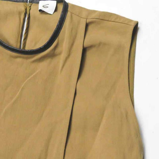 6 ROKU BEAUTY＆YOUTH ロク 日本製 PIPING LEATHER NO SLEEVE SHIRT 