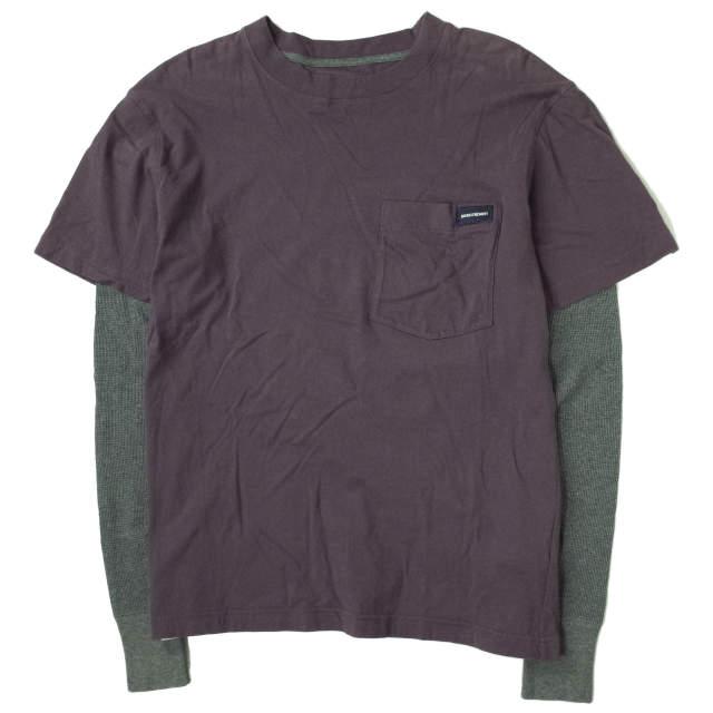 DESCENDANT ディセンダント 日本製 MILITIA LEYARD TEE サーマルレイヤードTシャツ 1 ボルドー/グレー 長袖 L/S ポケット ワッフル g6705 | 