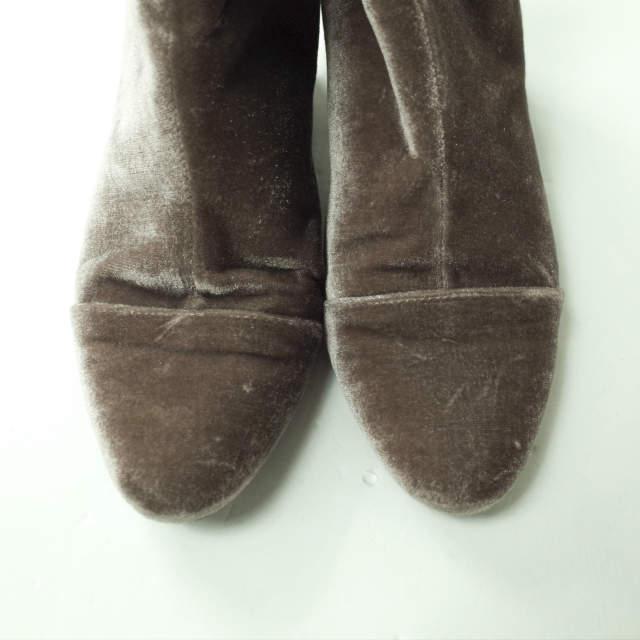 ADAM ET ROPE アダムエロペ 日本製 ベルベットショートブーツ 22 1/2(22.5cm) スモークピンク ヒール ベロア バックジップ シューズ g6831 |  | 03