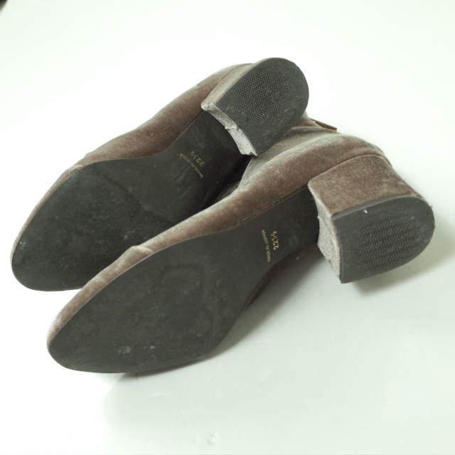 ADAM ET ROPE アダムエロペ 日本製 ベルベットショートブーツ 22 1/2(22.5cm) スモークピンク ヒール ベロア バックジップ シューズ g6831 |  | 07