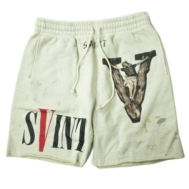 新品 SAINT MICHAEL セントマイケル x ヴィーロン 22SS SWEAT SHORTS VLONE スウェットショーツ SM-S22-0000-071 S GRAY Mxxxxxx g7004 | 
