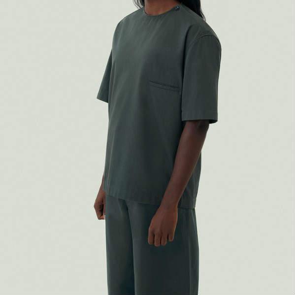 新品 LEMAIRE ルメール 22SS BUTTON NECK TOP コットンツイルボタン 