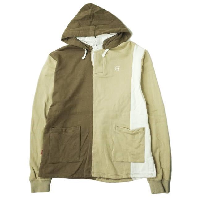 Evisen skateboards エビセンスケートボード JOCKEY B SHIRT フーデッドスウェットラガーシャツ M Brown x Beige ポロシャツ g7178 | 