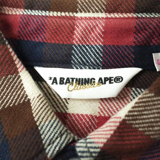 A BATHING APE ア ベイシング エイプ 日本製 ラブジェネチェック コットンフランネルCPOシャツ S レッド 長袖 BAPE トップス g7204 |  | 02