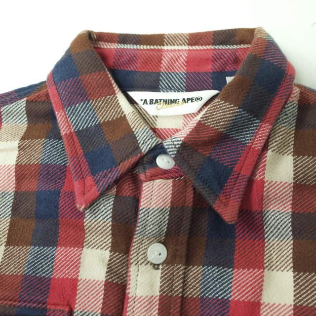 A BATHING APE ア ベイシング エイプ 日本製 ラブジェネチェック コットンフランネルCPOシャツ S レッド 長袖 BAPE トップス g7204 |  | 03