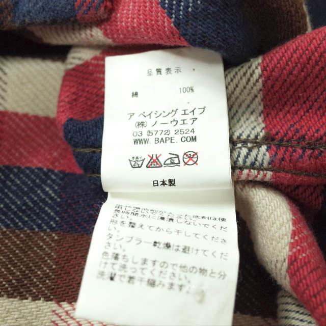 A BATHING APE ア ベイシング エイプ 日本製 ラブジェネチェック コットンフランネルCPOシャツ S レッド 長袖 BAPE トップス g7204 |  | 07