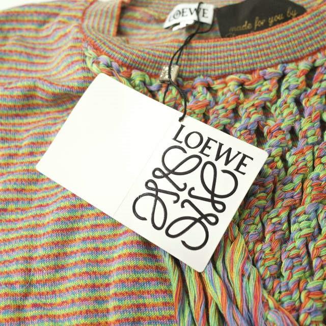 新品 LOEWE x Paula's Ibiza ロエベ 19AW 別注 PAULA NET SWEATER マルチボーダーフリンジクルーネックニット H3299250SM M セーター g7368 |  | 02