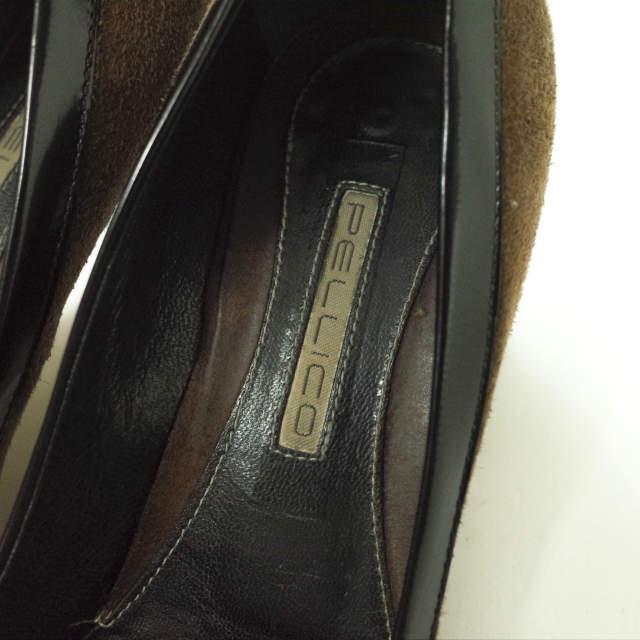 PELLICO ペリーコ イタリア製 スエードストラップヒールパンプス 36.5(23.5cm) ブラウン/ブラック シューズ g7470 |  | 05