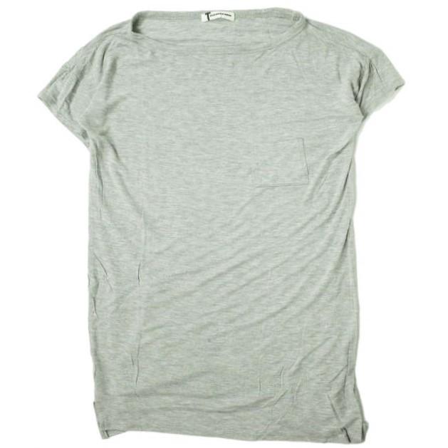 T by ALEXANDER WANG ティーバイアレキサンダーワン レーヨンボートネックポケットカットソー XS グレー 半袖 Tシャツ トップス g7498 | 