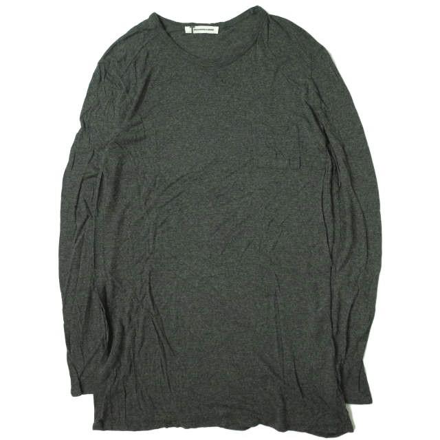 T by ALEXANDER WANG ティーバイアレキサンダーワン アメリカ製 レーヨンクルーネックポケットカットソー XS ダークグレー Tシャツ g7500 | 