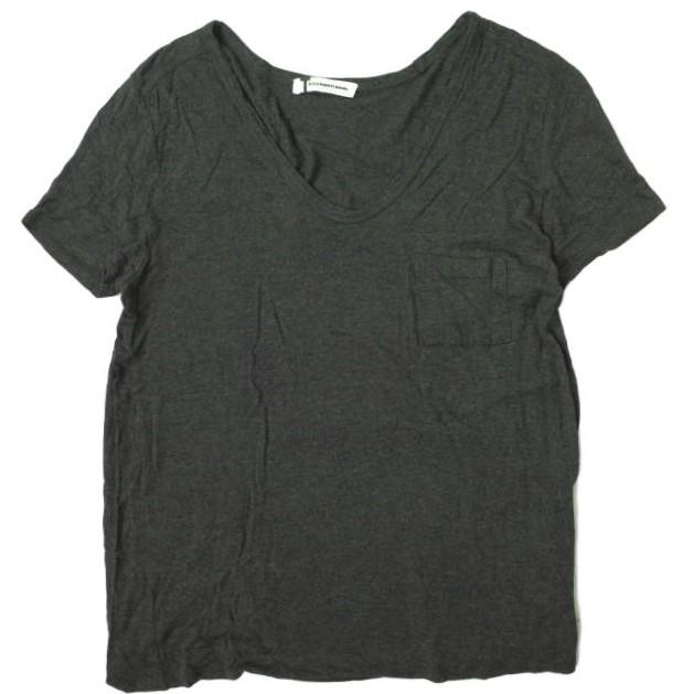 T by ALEXANDER WANG ティーバイアレキサンダーワン レーヨンVネックポケットカットソー S ダークグレー 半袖 Tシャツ トップス g7501 | 