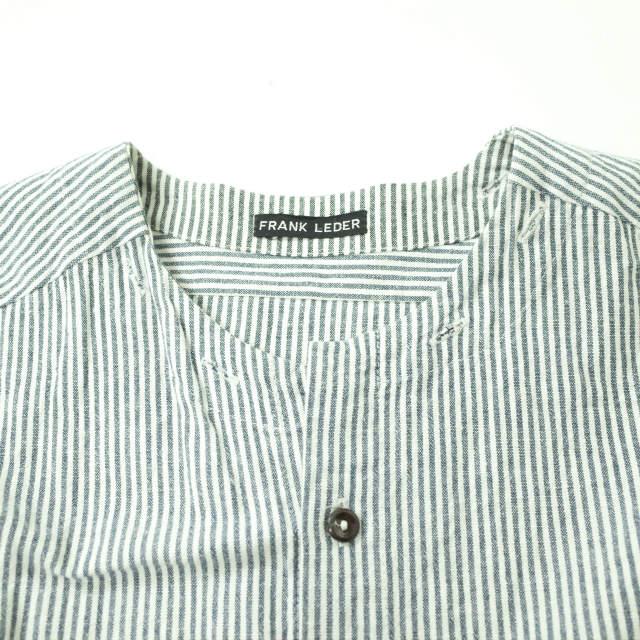 FRANK LEDER フランクリーダー ドイツ製 デタッチャブルカラー ストライプコットンリネンシャツ 0516091 M ブルー/ホワイト トップス g7604 |  | 03