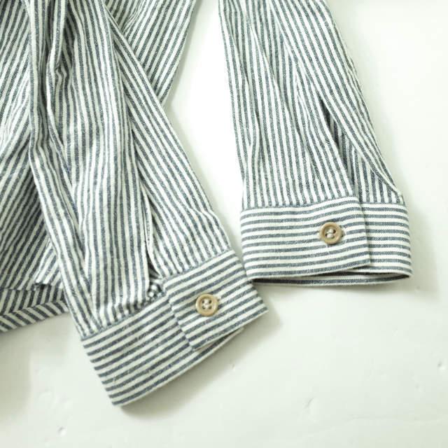 FRANK LEDER フランクリーダー ドイツ製 デタッチャブルカラー ストライプコットンリネンシャツ 0516091 M ブルー/ホワイト トップス g7604 |  | 05