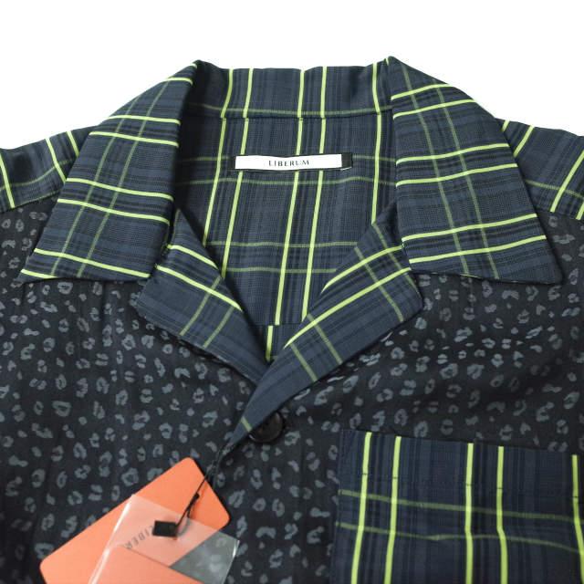 新品 LIBERUM リベルム 20SS HYBLID OP SHIRT チェック＆レオパード ハイブリッドオープンカラーシャツ 2020SS-SH07 2 NAVY 開襟 g7682 |  | 03