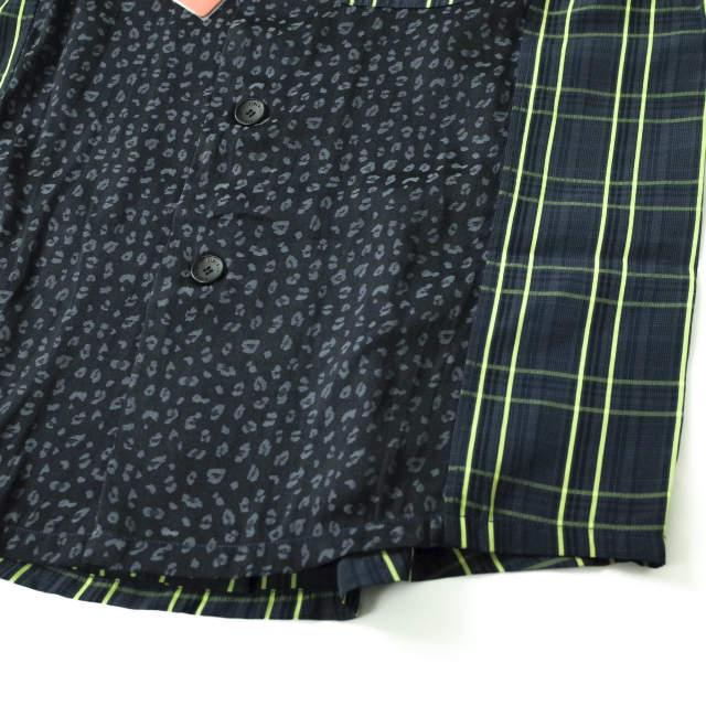 新品 LIBERUM リベルム 20SS HYBLID OP SHIRT チェック＆レオパード ハイブリッドオープンカラーシャツ 2020SS-SH07 2 NAVY 開襟 g7682 |  | 04