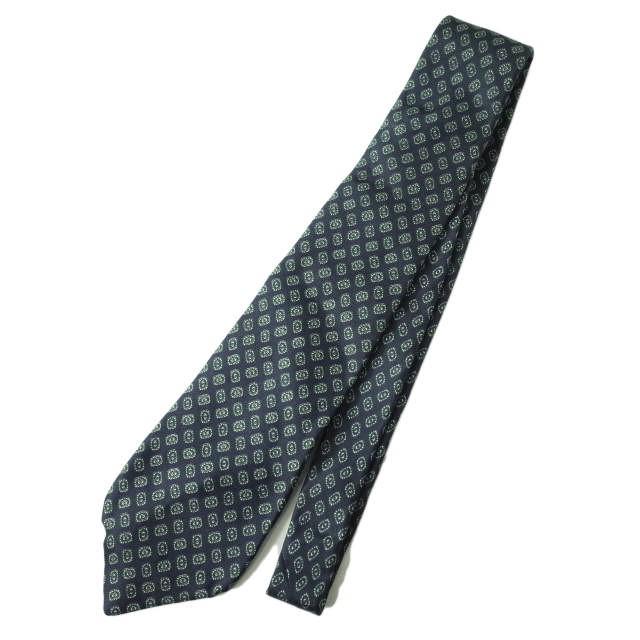 Aquascutum アクアスキュータム イタリア製 小紋柄シルクネクタイ ネイビー タイ g7714 |  | 01