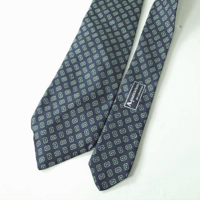 Aquascutum アクアスキュータム イタリア製 小紋柄シルクネクタイ ネイビー タイ g7714 |  | 02