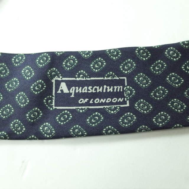 Aquascutum アクアスキュータム イタリア製 小紋柄シルクネクタイ ネイビー タイ g7714 |  | 04